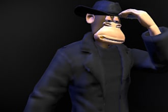 3d modeling, 2d 3d animation, 2d 3d character design, 3d nft character nft