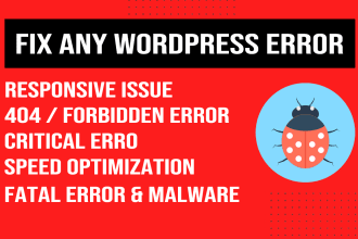 fix wordpress bug, fatal error, critical error and remove malware
