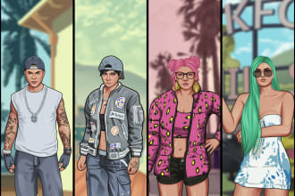 create gta v roleplay character in vector portrait