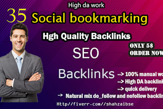 create 35 high quality social bookmarking on seo backlinks