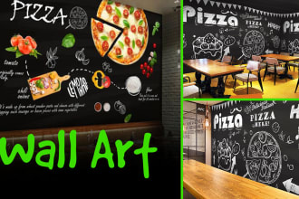make modern canvas wall art, digital art, decal, mural, doodles art for you