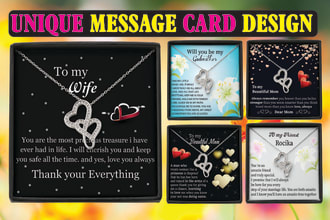 provide your preferred shine on message card and heart necklace  design