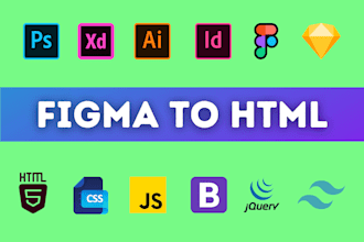 convert figma to HTML, xd to HTML, psd to HTML