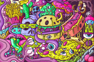 create trippy art for album cover,  stickers, tshirt
