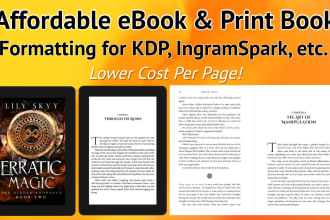 format your fiction ebook and print book for a low price