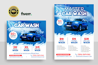 design car detailing, car wash flyer, car service and detailing price list