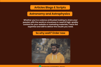 write articles and scripts about astronomy and astrophysics