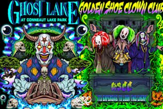 illustration horror trippy stoner helloween for shirt design