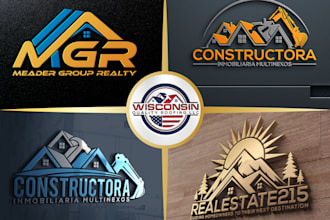 design real estate, property, construction, roofing logo