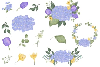 draw flowers digital illustrations in watercolour style