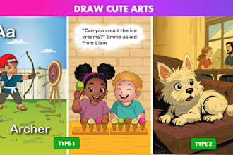 draw cute children story books or any custom vector arts