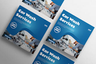 design social media post for car wash, school admission, mobile app