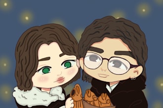 draw cartoon couple or family portrait