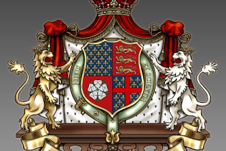 create heraldically accurate coat of arms, family crest, heraldic logo