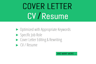 review, edit and rewrite your CV,resume and cover letter