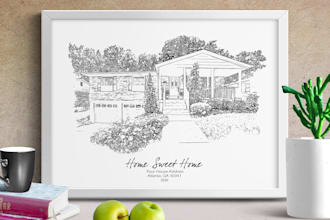 custom house sketch drawing pen house drawing