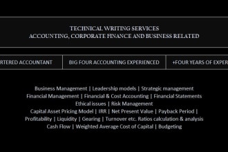 provide writing services for business, accounting and finance
