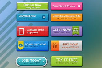 create 3 professional buttons for your website