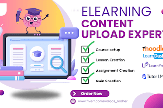 upload courses, lessons and quizzes on lms