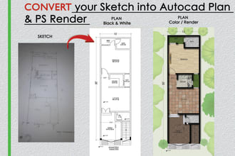 redraw floor plan  site plan and presentation drawing