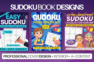 create sudoku puzzle book cover and interior for amazon KDP