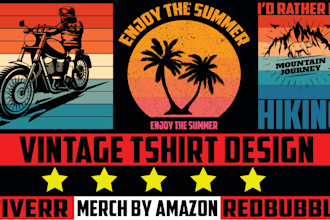 design a custom retro vintage t shirt for you in 24hrs