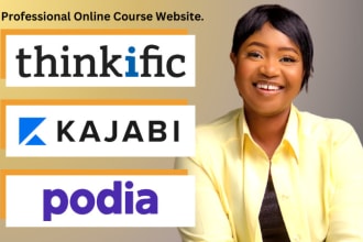 kajabi thinkific podia learndash teachable responsive online course website