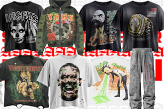 design your streetwear clothing brand in y2k,grunge,opium styles