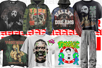 design your streetwear clothing brand in y2k,grunge,opium styles