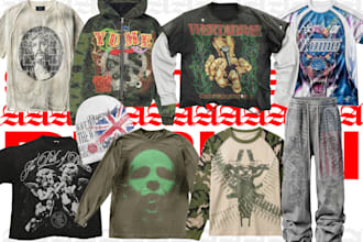 design your streetwear clothing brand in y2k,grunge,opium styles