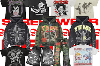 design your streetwear clothing brand in y2k,grunge,opium styles