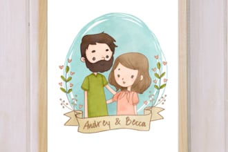 custom illustration portrait, custom family portrait, digital portrait