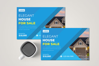 design postcards for real estate, electrician, and travel agency services