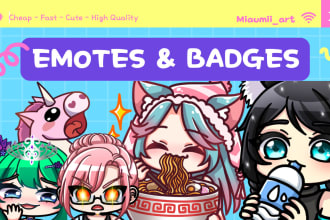 draw cute custom emotes and badges in anime style