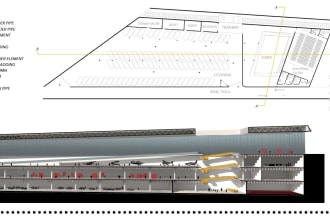 make architecture layout plan, sections, design, etc