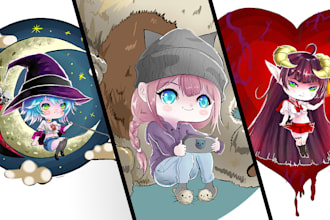 make a drawing in chibi anime style