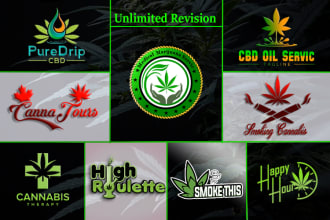 design cannabis marijuana hemp weed cdb and herbal logo