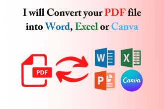 convert your PDF file into word, excel or canva