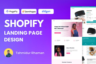 create shopify landingpage using pagefly,gempages,shogun