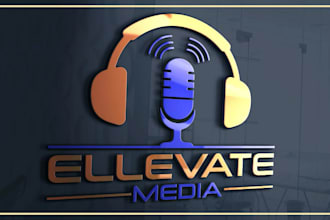 design awesome podcast, dj music, radio, studio logo