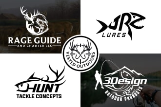 do unique outdoor hunting fishing and deer logo