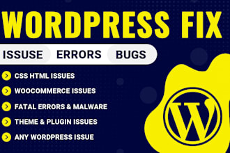 fix wordpress issue, fix wordpress bugs, fix wordpress error, elementor pro help