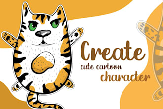 draw cute animal or plant character flat design illustration