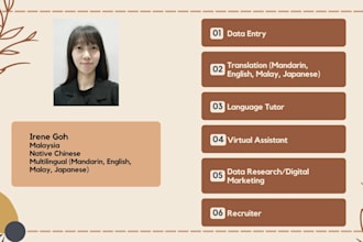 do data entry in japanese, mandarin, english, malay language
