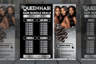 design hair extension and lash extension flyers, spa flyers