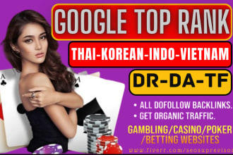increase high da dr thailand,indonesian,korean, vietnam authority SEO backlinks