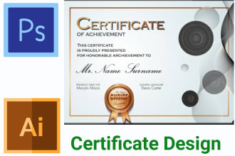 design certificate of completion, award, custom diploma