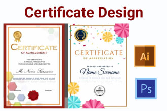 do custom certificate design with editable ms word file