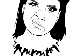 design a detailed vector art portrait in black and white