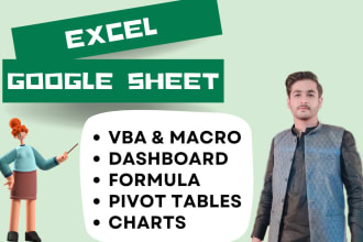 do excel vba, macro, formulas, dashboard, google spreadsheet